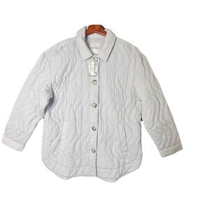 NWT Madewell Belrose Quilted Jacket Womens Large Gray Button Down Puffer Coat L